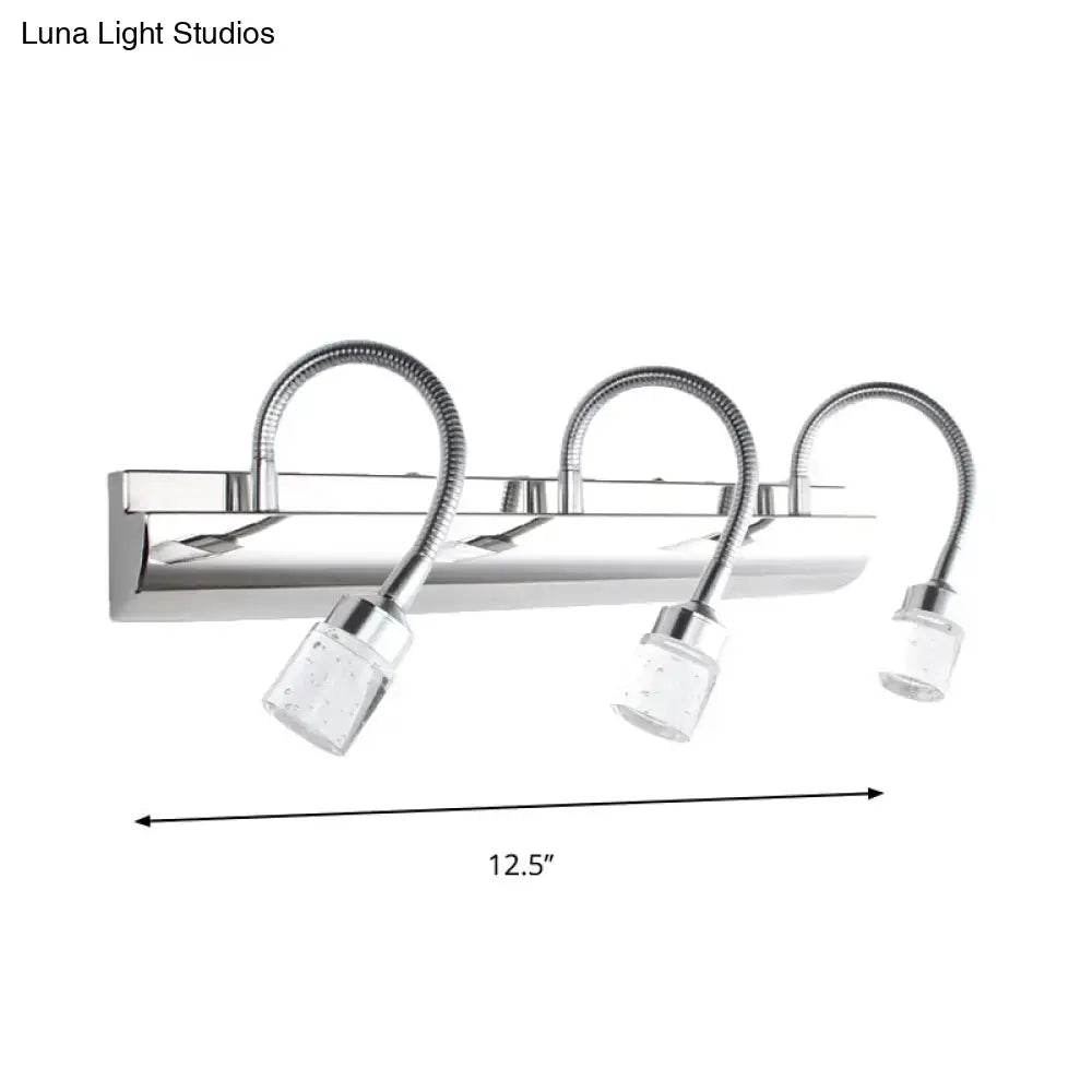 Modern chrome crystal cylinder vanity wall sconce bedroom reading light
