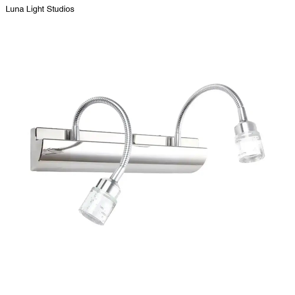 Modern chrome crystal cylinder vanity wall sconce bedroom reading light