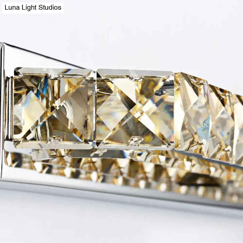 Modern chrome crystal encrusted led wall light bathroom fixture