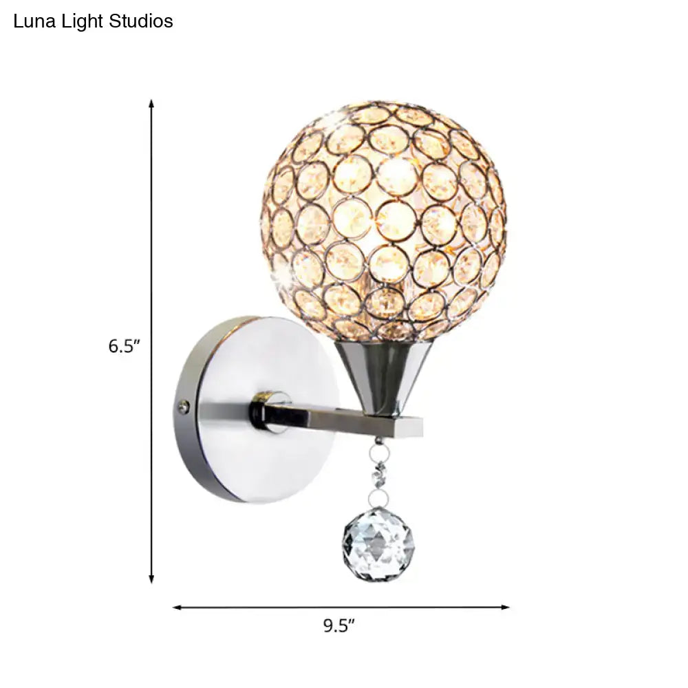 Modern chrome crystal encrusted wall light bedroom sconce
