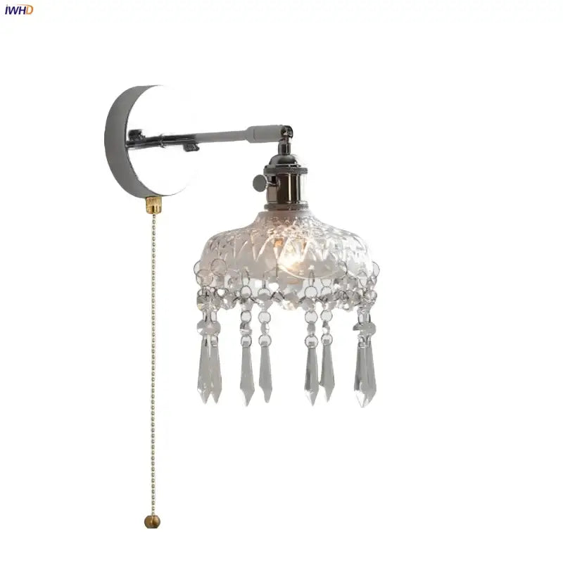 Modern chrome crystal led wall light bedroom sconce