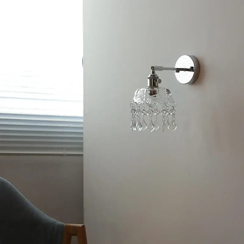 Modern chrome crystal led wall light bedroom sconce