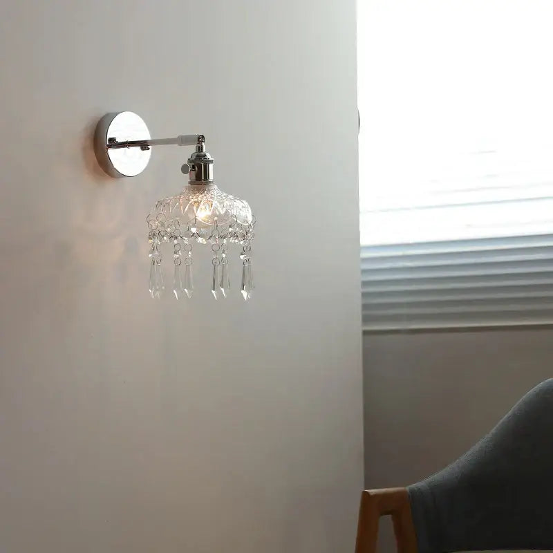 Modern chrome crystal led wall light bedroom sconce