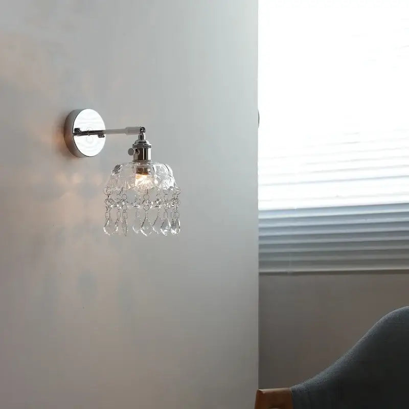 Modern chrome crystal led wall light bedroom sconce