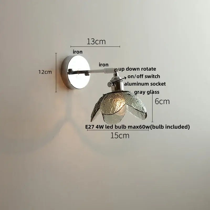 Modern chrome crystal led wall light bedroom sconce