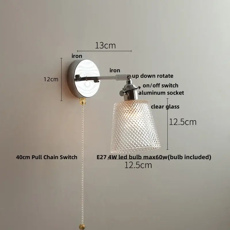 Modern chrome crystal led wall light bedroom sconce