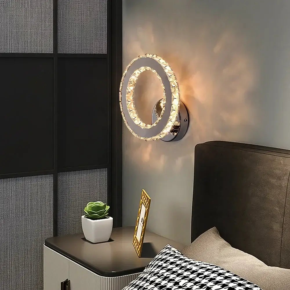 Modern chrome crystal led wall sconce living room light