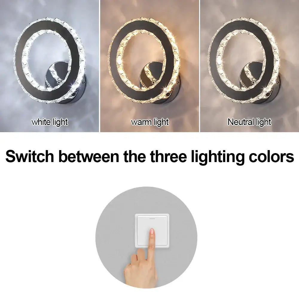 Modern chrome crystal led wall sconce living room light