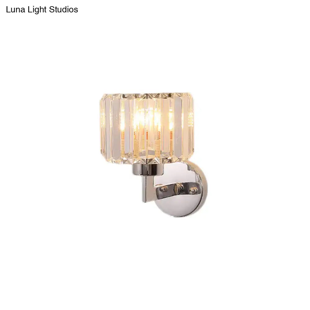 Modern chrome crystal sconce light – hallway wall mount