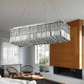 Modern chrome crystal shade rectangle chandelier living room light