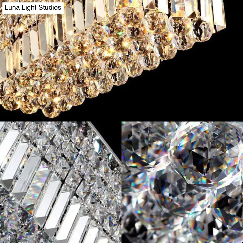 Modern chrome crystal shade rectangle chandelier living room light