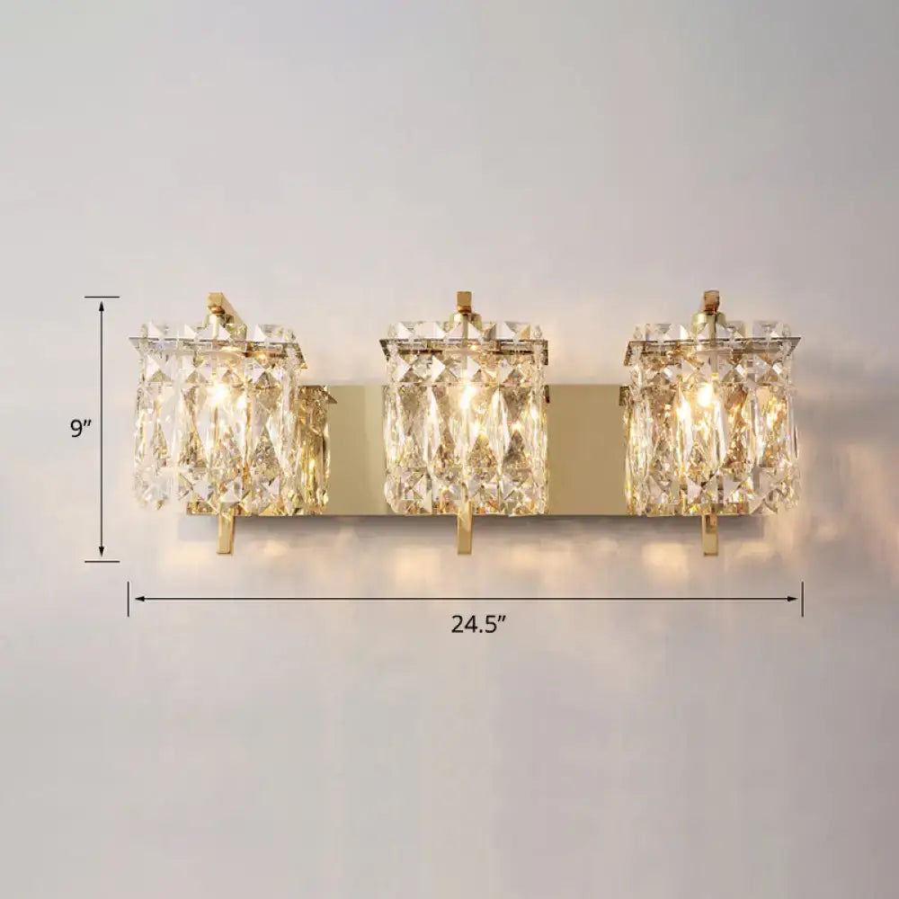 Modern chrome crystal shade sconce light bedroom wall mount