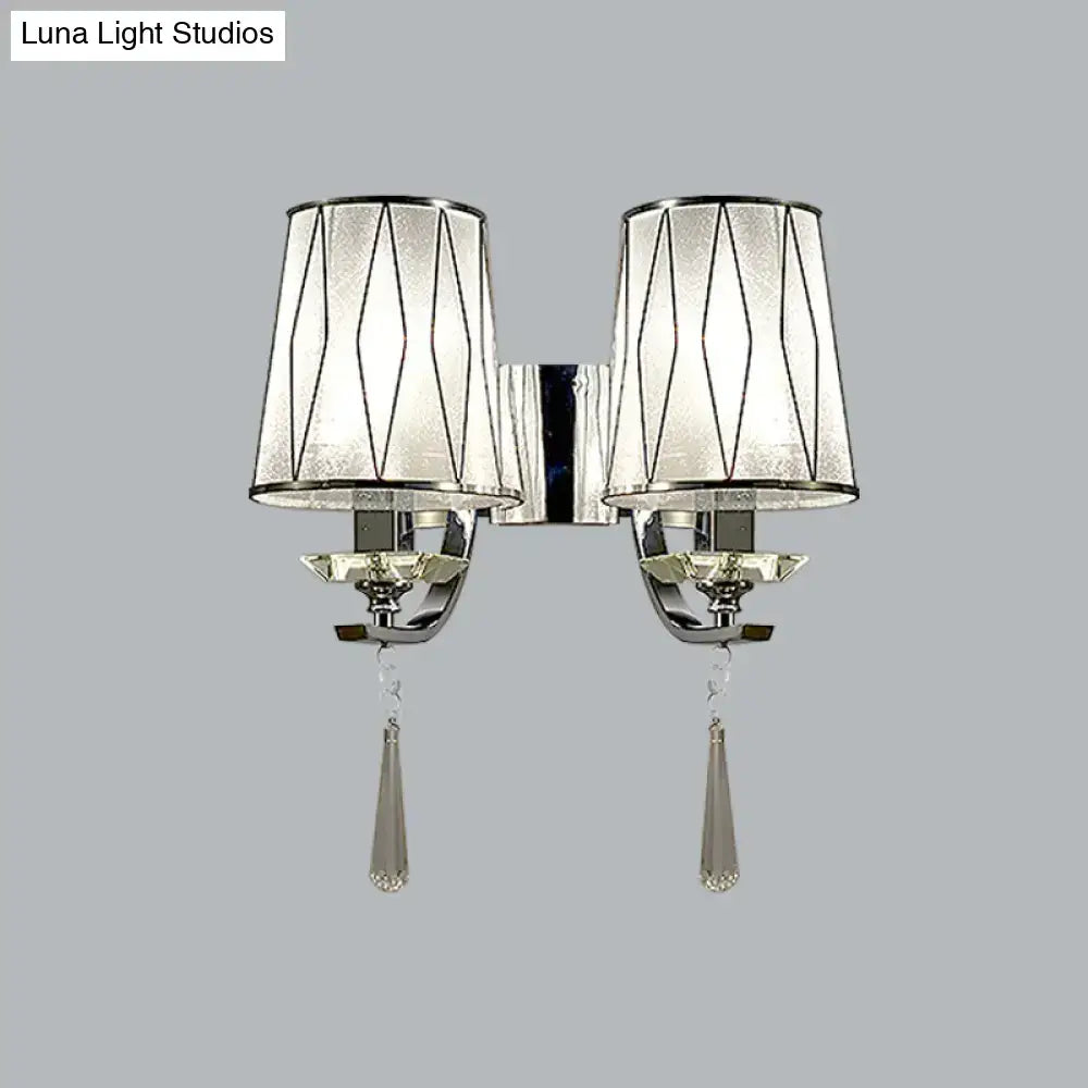 Modern chrome crystal wall lighting fixture for bedroom or hallway