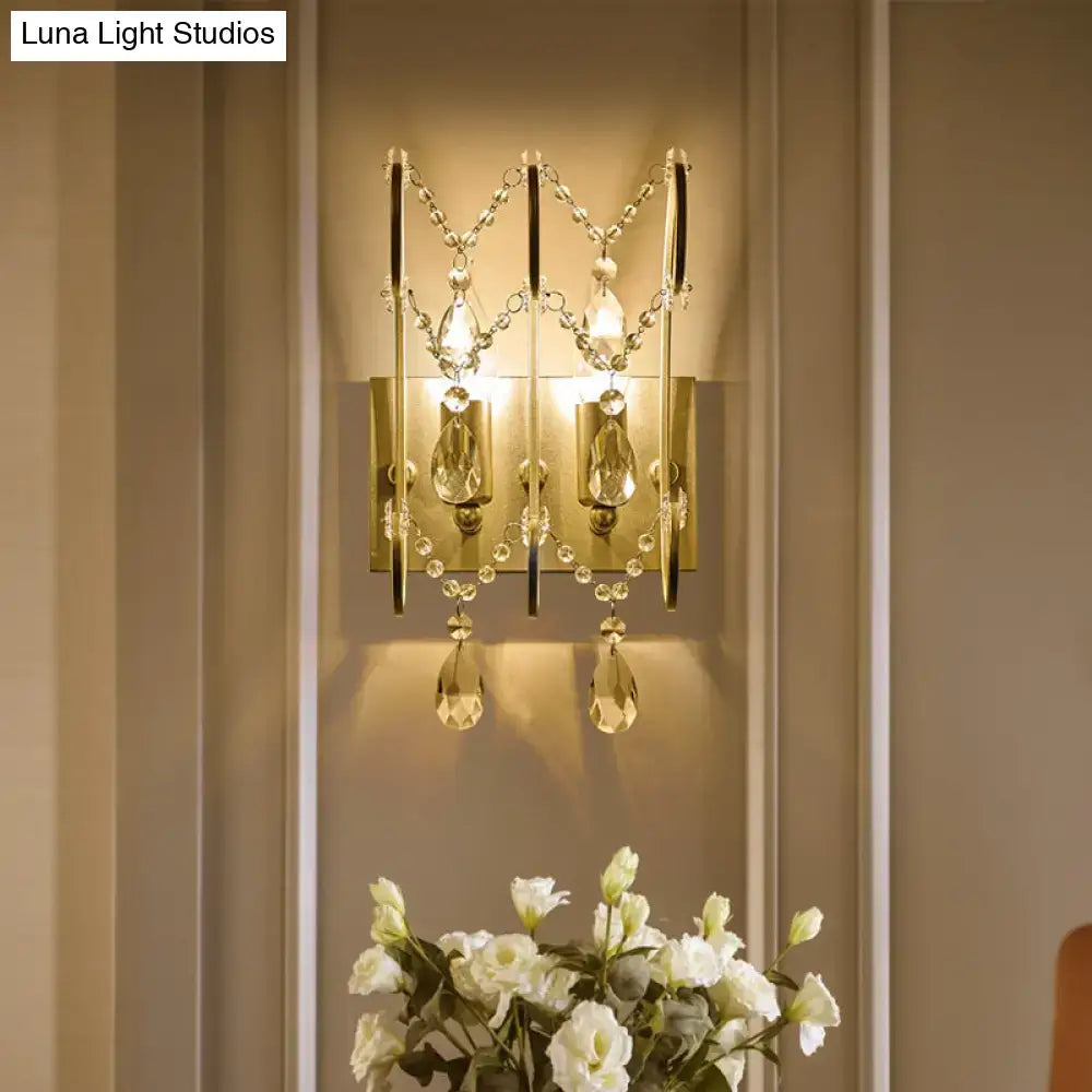 Modern chrome crystal wall sconce light – bedroom teardrop lighting