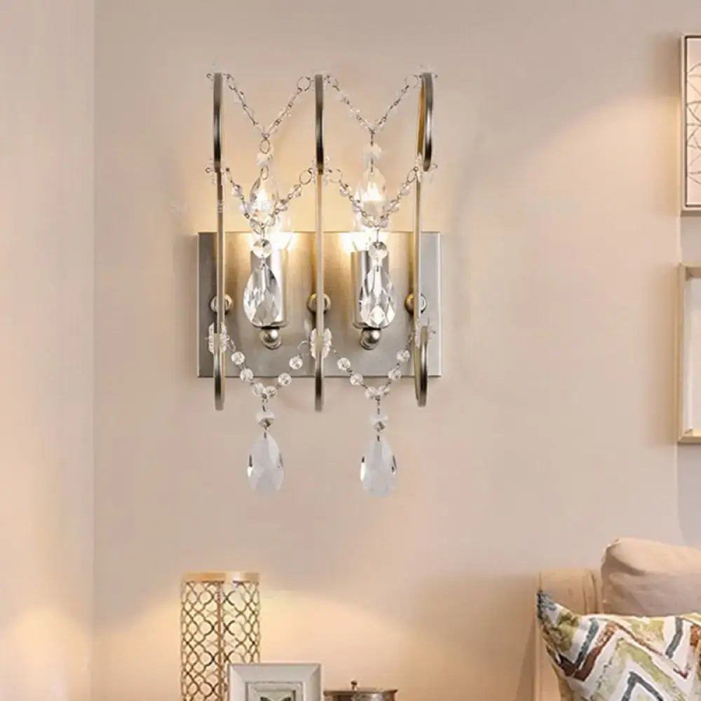Modern chrome crystal wall sconce light – bedroom teardrop lighting