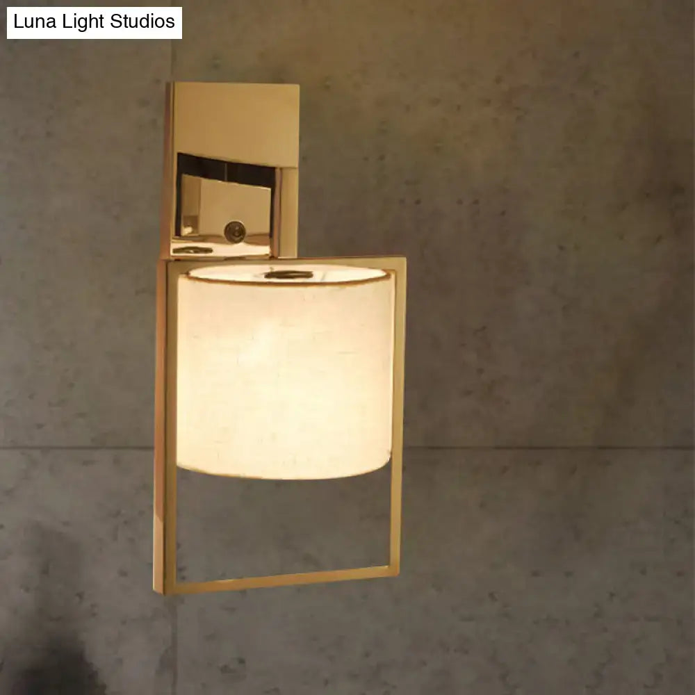 Modern chrome cylinder sconce light – bedroom fabric light fixture