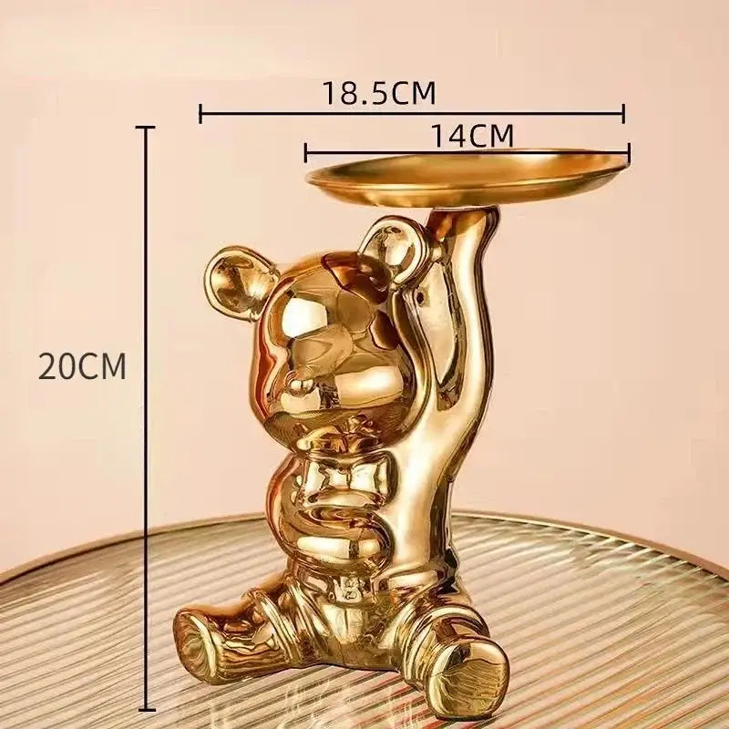 Modern chrome decorbites bear doll storage tray living room key holder