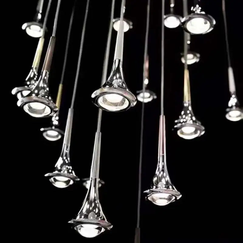 Modern chrome decorbites led studio rain staircase chandelier bar light