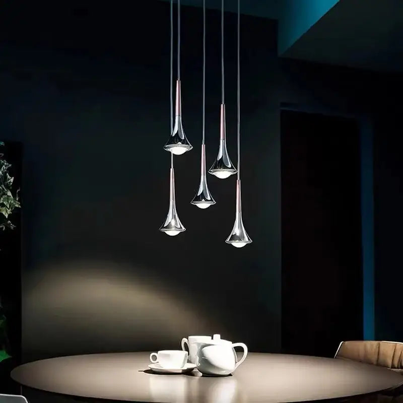Modern chrome decorbites led studio rain staircase chandelier bar light
