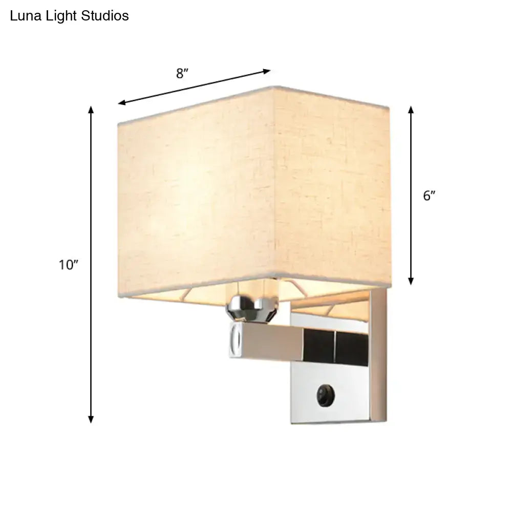 Modern chrome fabric led wall sconce bedroom light with linen shade