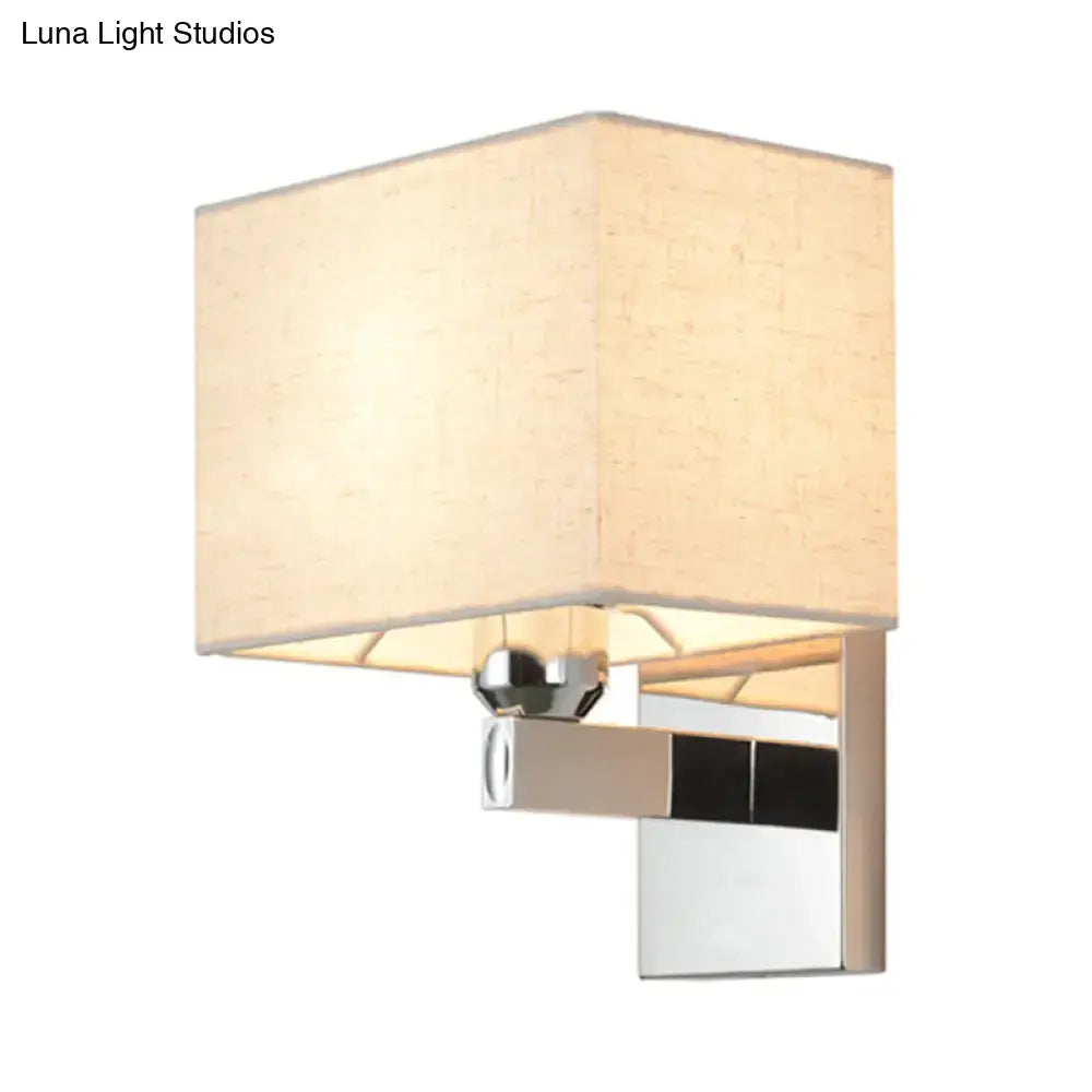 Modern chrome fabric led wall sconce bedroom light with linen shade