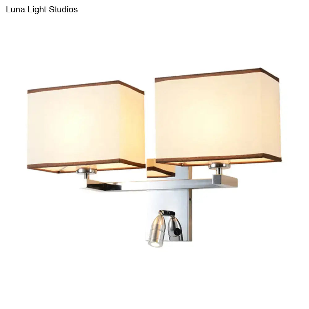 Modern chrome fabric led wall sconce bedroom lighting fixture