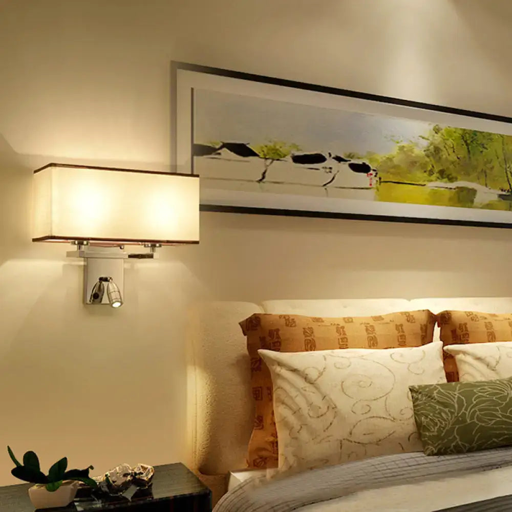 Modern chrome fabric led wall sconce bedroom lighting fixture