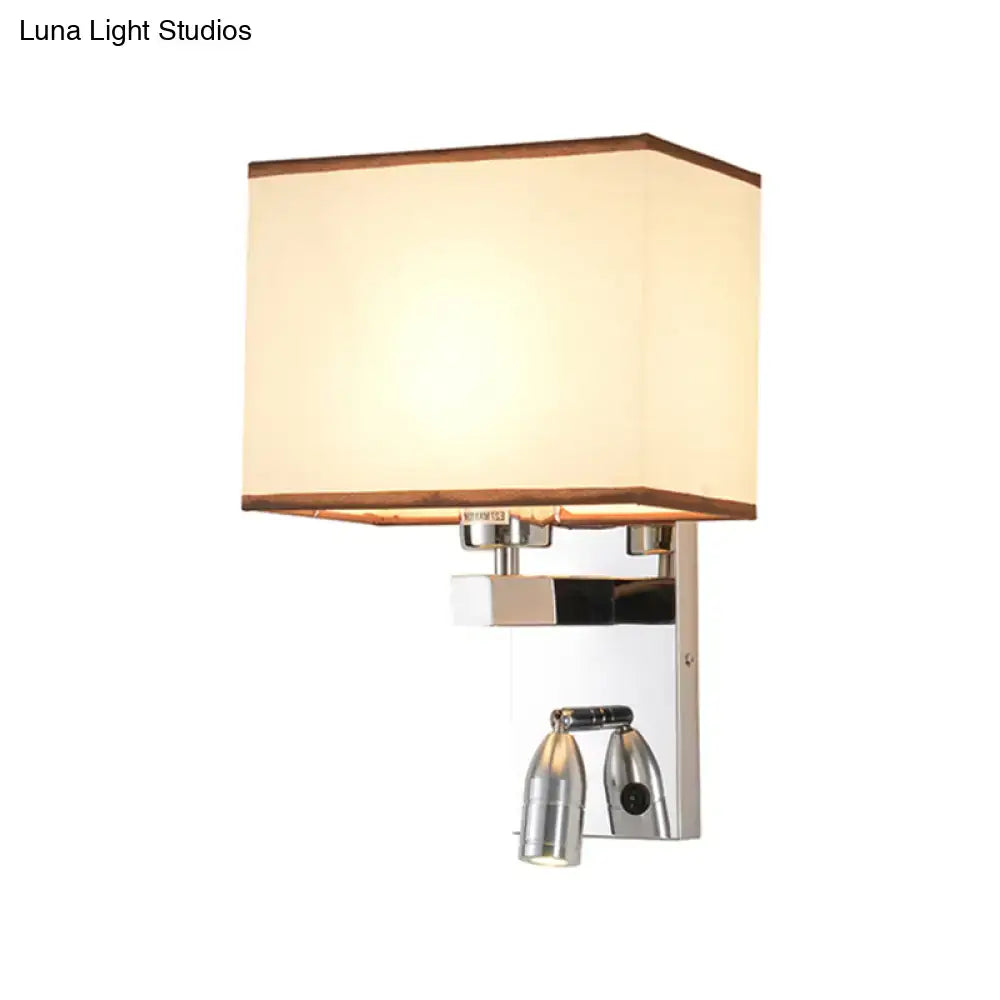 Modern chrome fabric led wall sconce bedroom lighting fixture