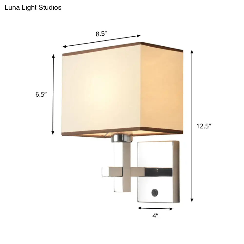 Modern chrome fabric led wall sconce bedroom lighting fixture