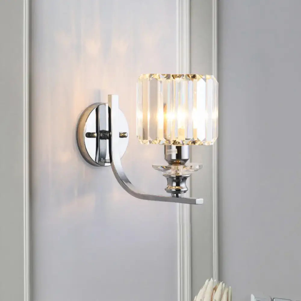 Modern chrome finish crystal wall sconce living room e26 e27 light