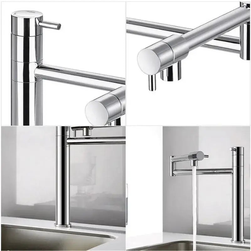 Modern chrome foldable kitchen faucet with articulated spout