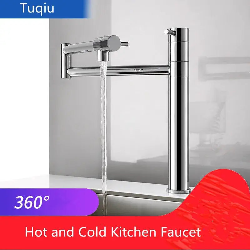 Modern chrome foldable kitchen faucet with articulated spout