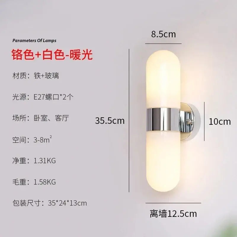 Modern chrome frosted glass vanity mirror light bathroom sconce