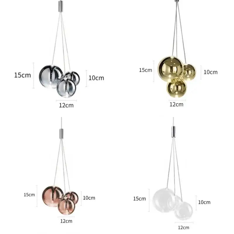 Modern chrome glass ball pendant light – dining room chandelier