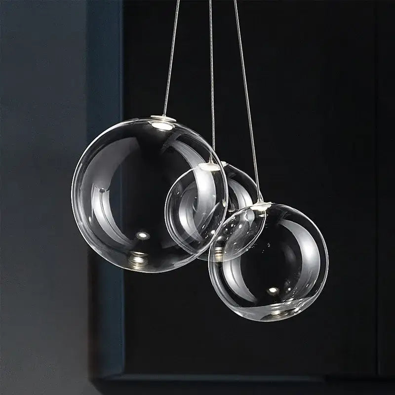 Modern chrome glass ball pendant light – dining room chandelier