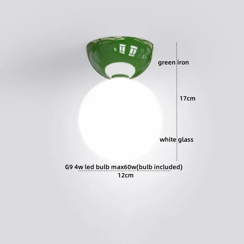 Modern chrome glass iron led ceiling light bedroom globe fixture