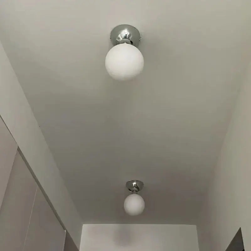 Modern chrome glass iron led ceiling light bedroom globe fixture