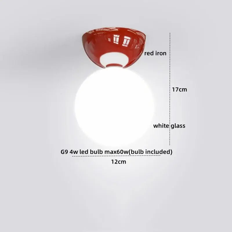 Modern chrome glass iron led ceiling light bedroom globe fixture