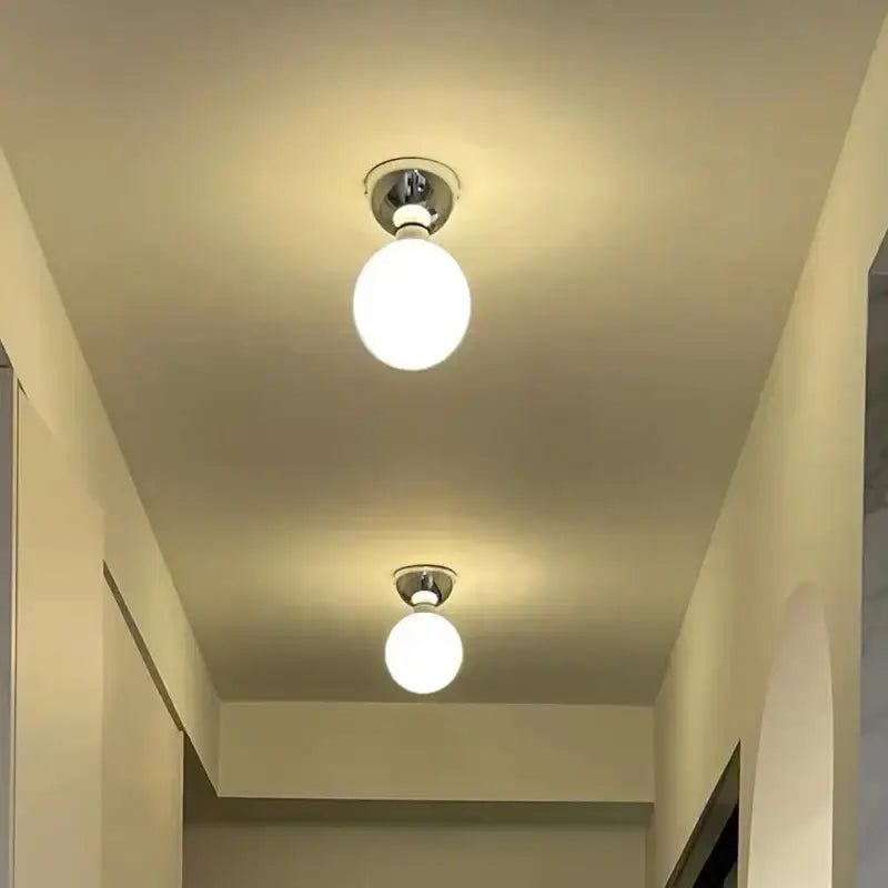 Modern chrome glass iron led ceiling light bedroom globe fixture