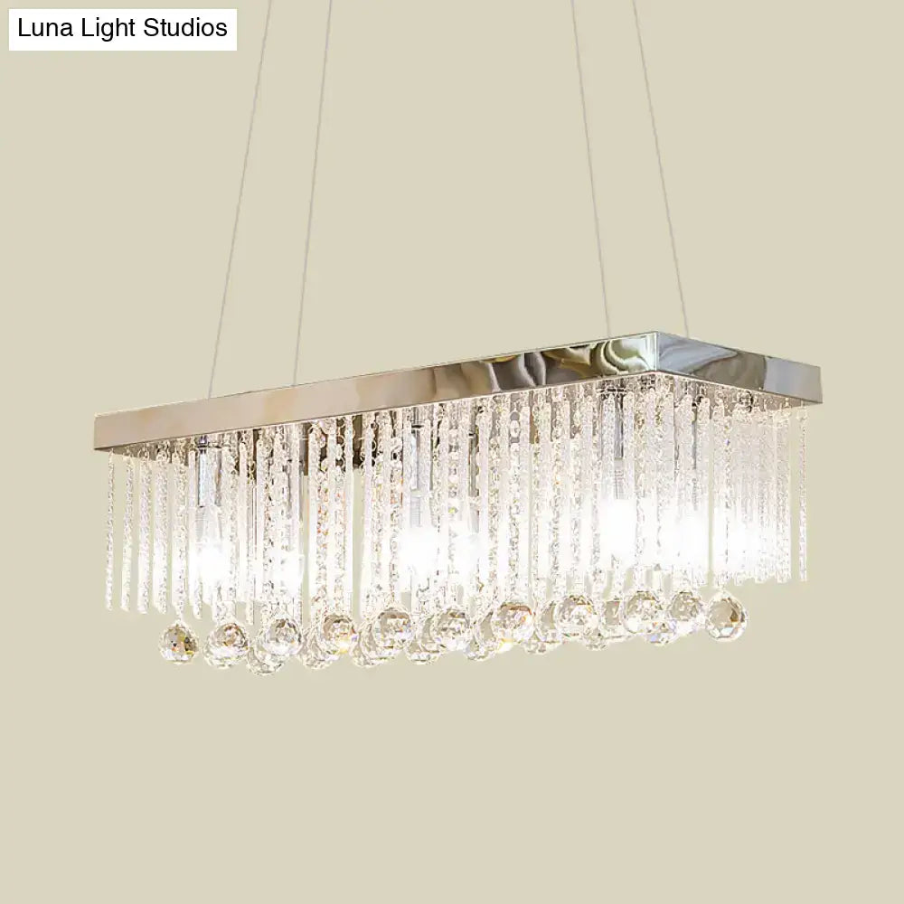 Modern chrome glass rod island lighting kitchen chandelier