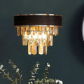 Modern chrome & gold crystal block sconce light fixture bedroom lamp