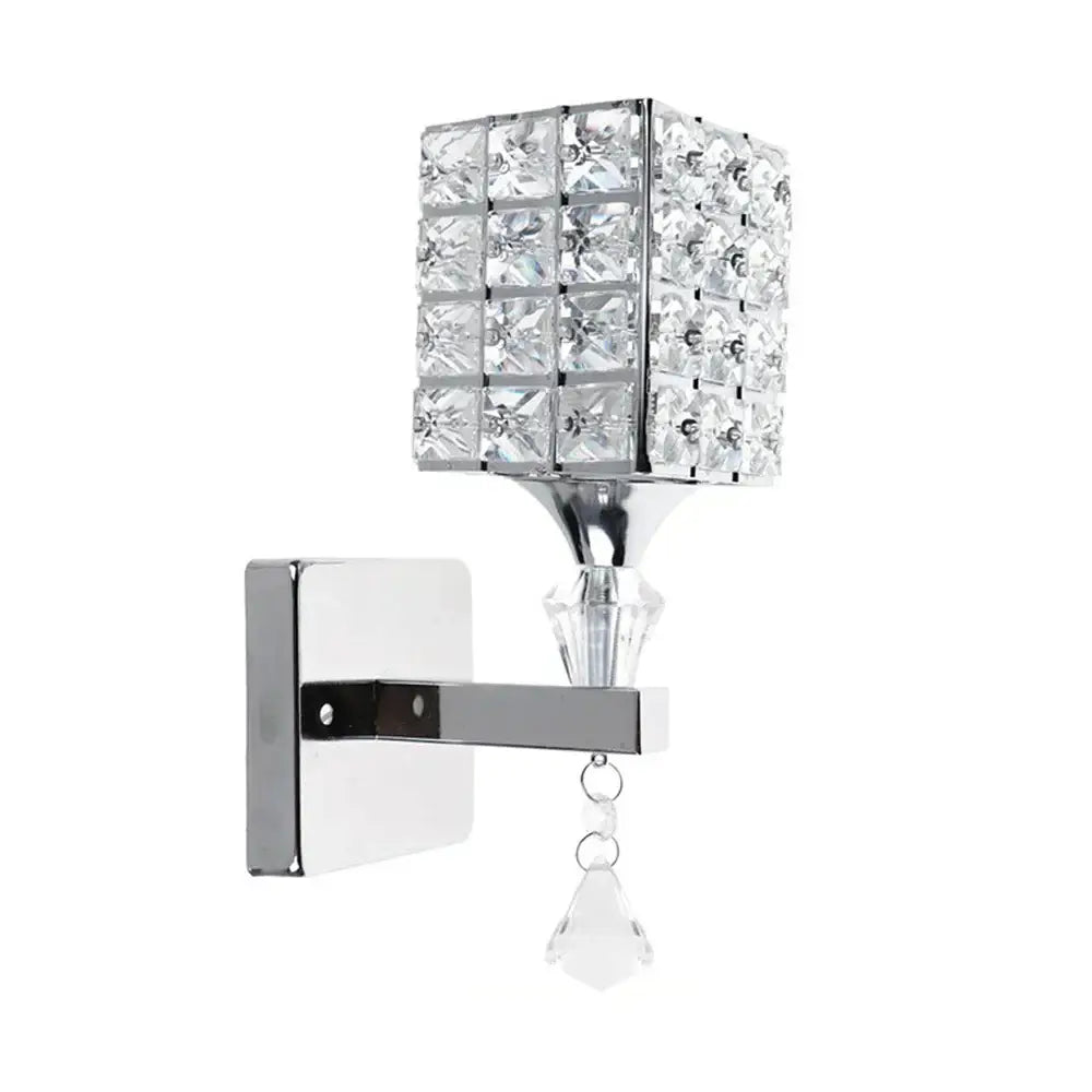 Modern chrome & gold crystal led wall light for living room