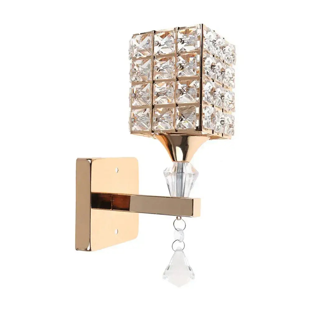 Modern chrome & gold crystal led wall light for living room