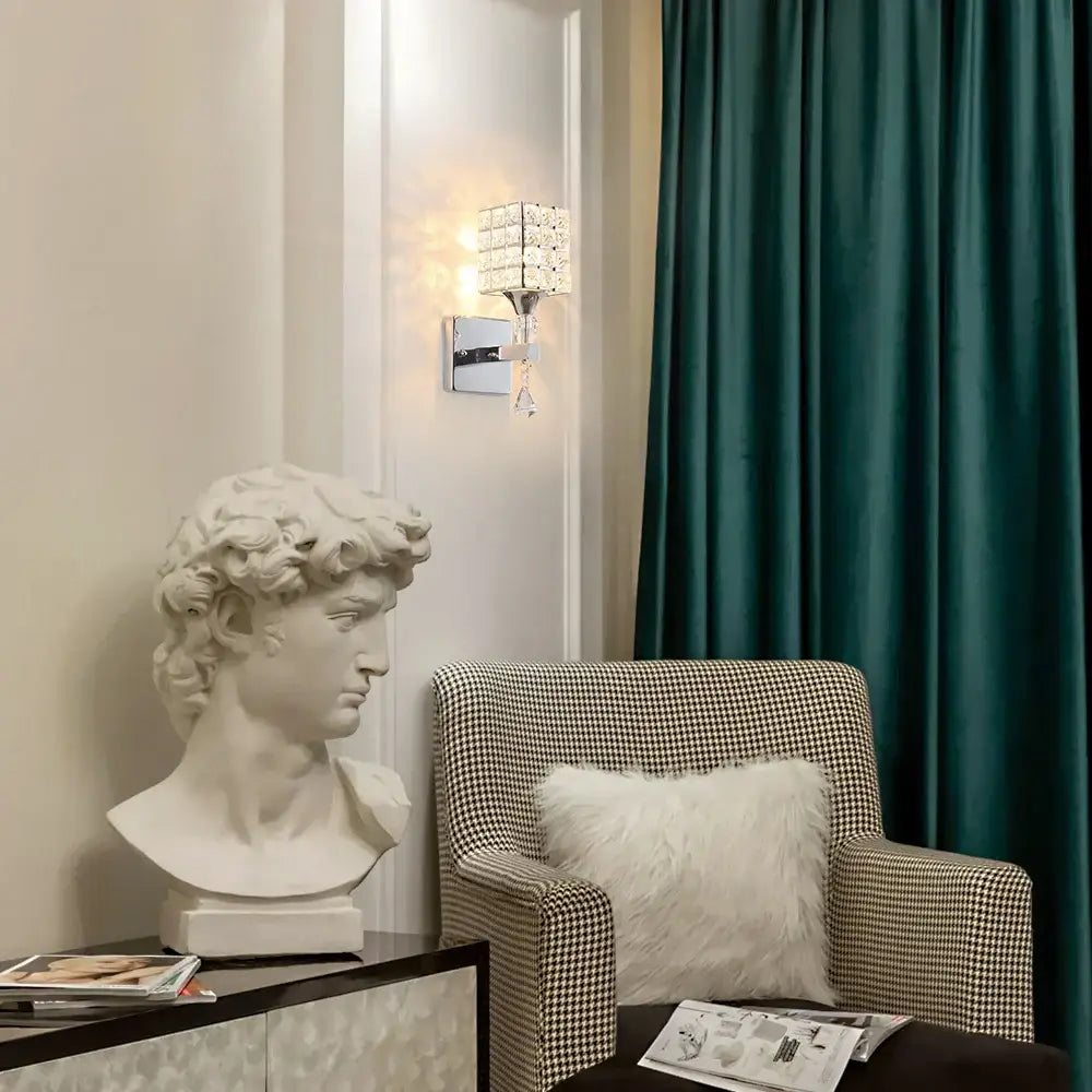 Modern chrome & gold crystal led wall light for living room