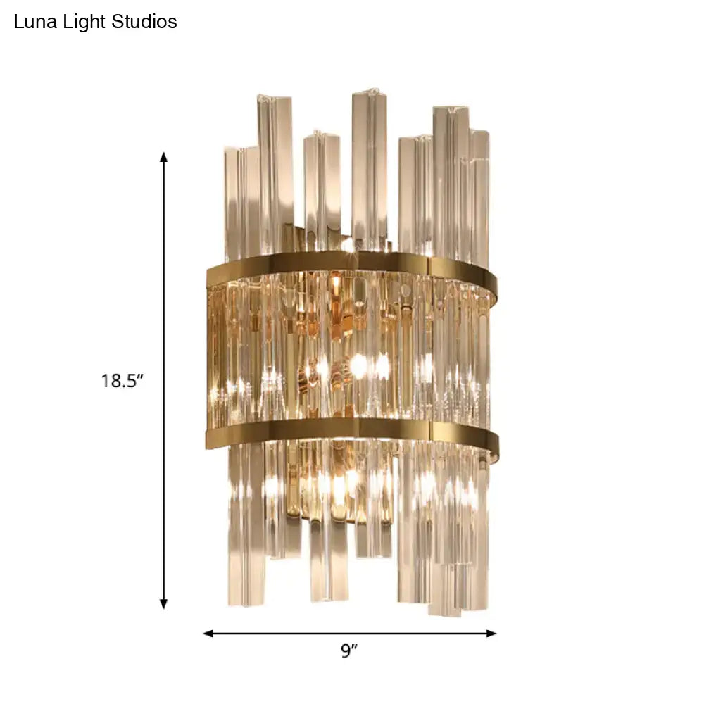 Modern chrome & gold crystal prism sconce wall lamp living room