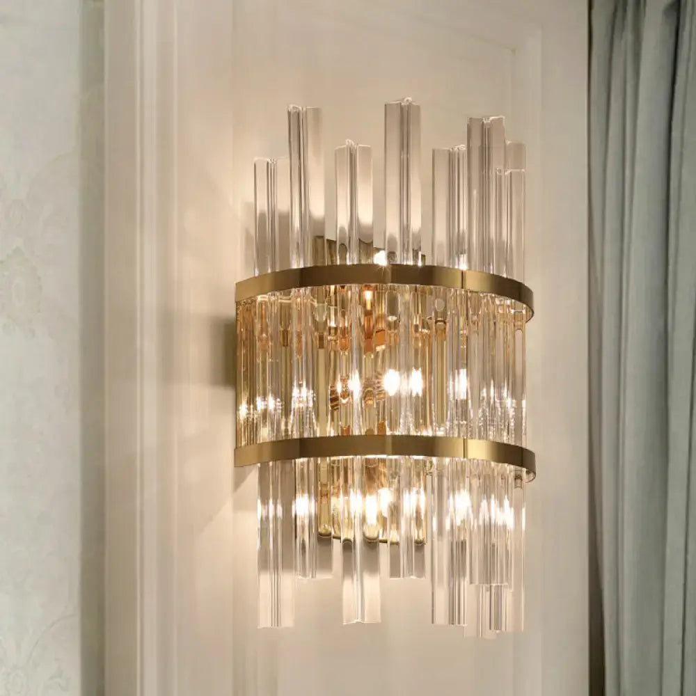Modern chrome & gold crystal prism sconce wall lamp living room