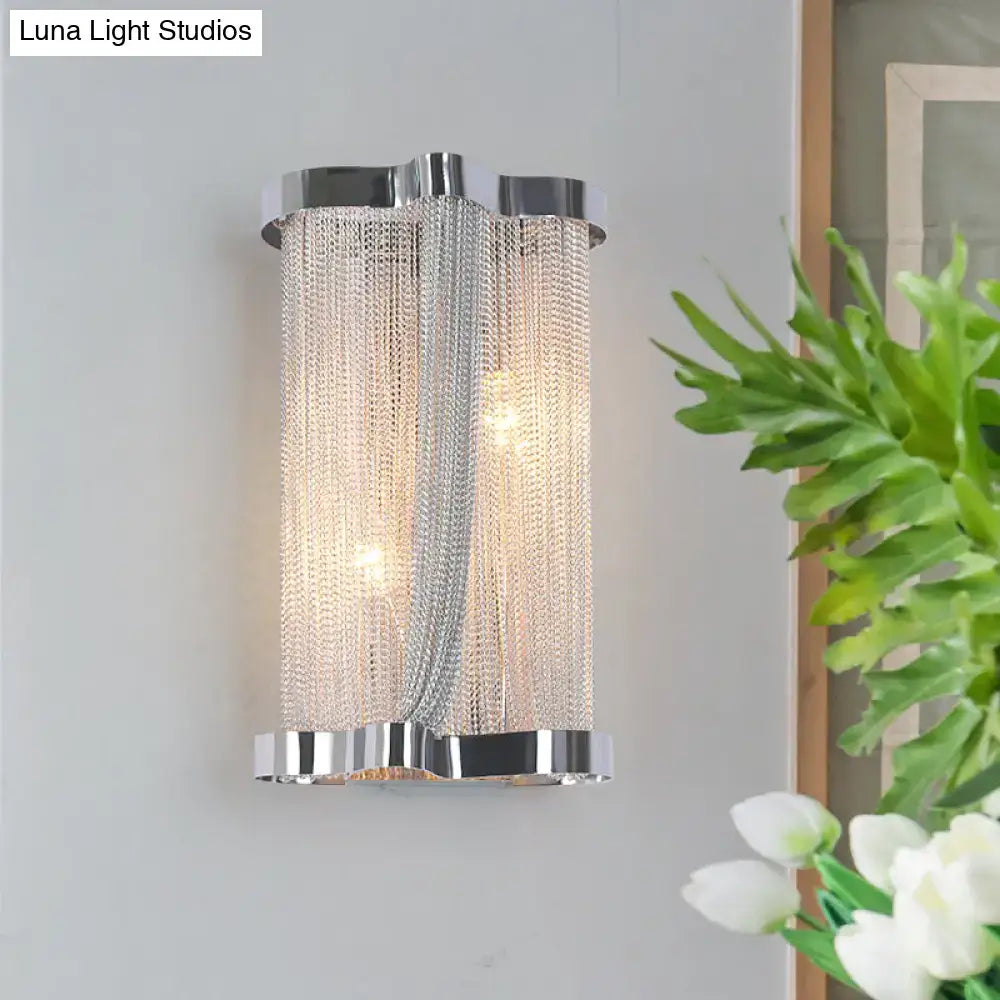 Modern chrome & gold crystal tassel wall lamp bedroom sconce set of 2