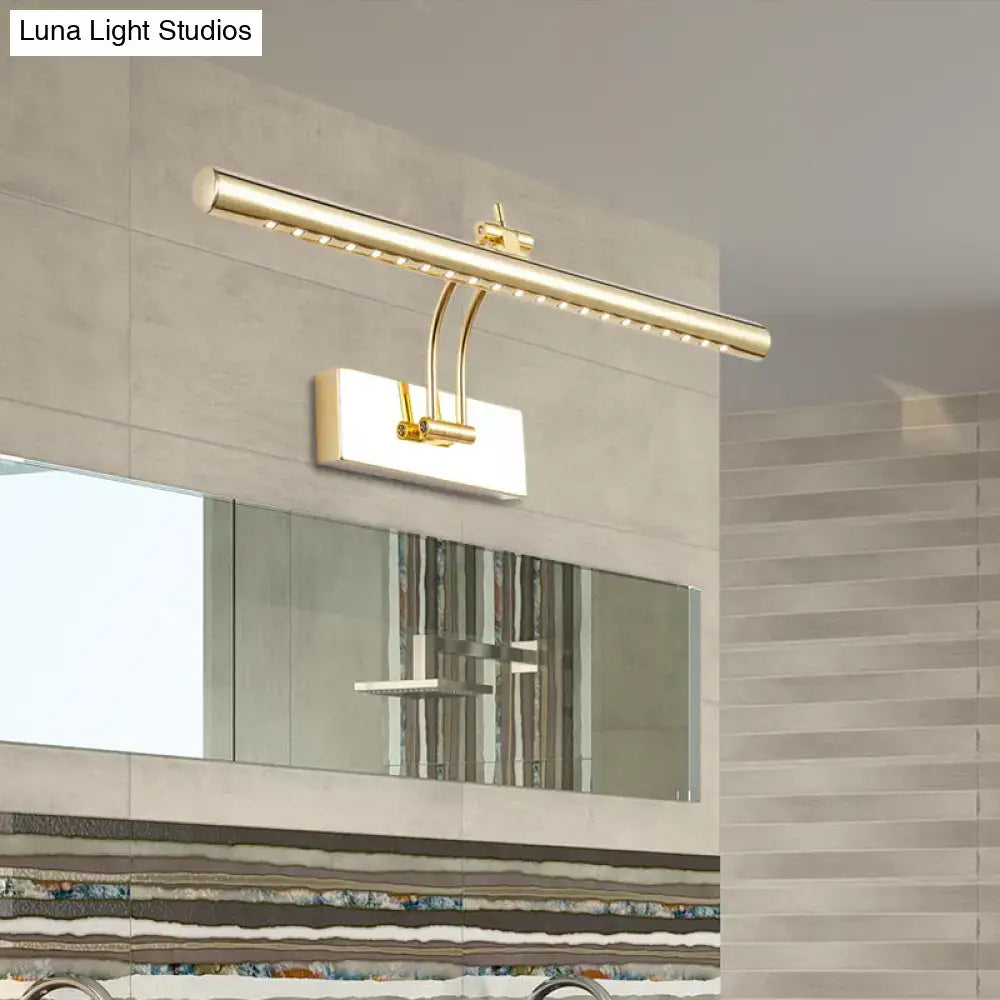 Modern chrome & gold led bathroom wall lamp with tubular metal shade