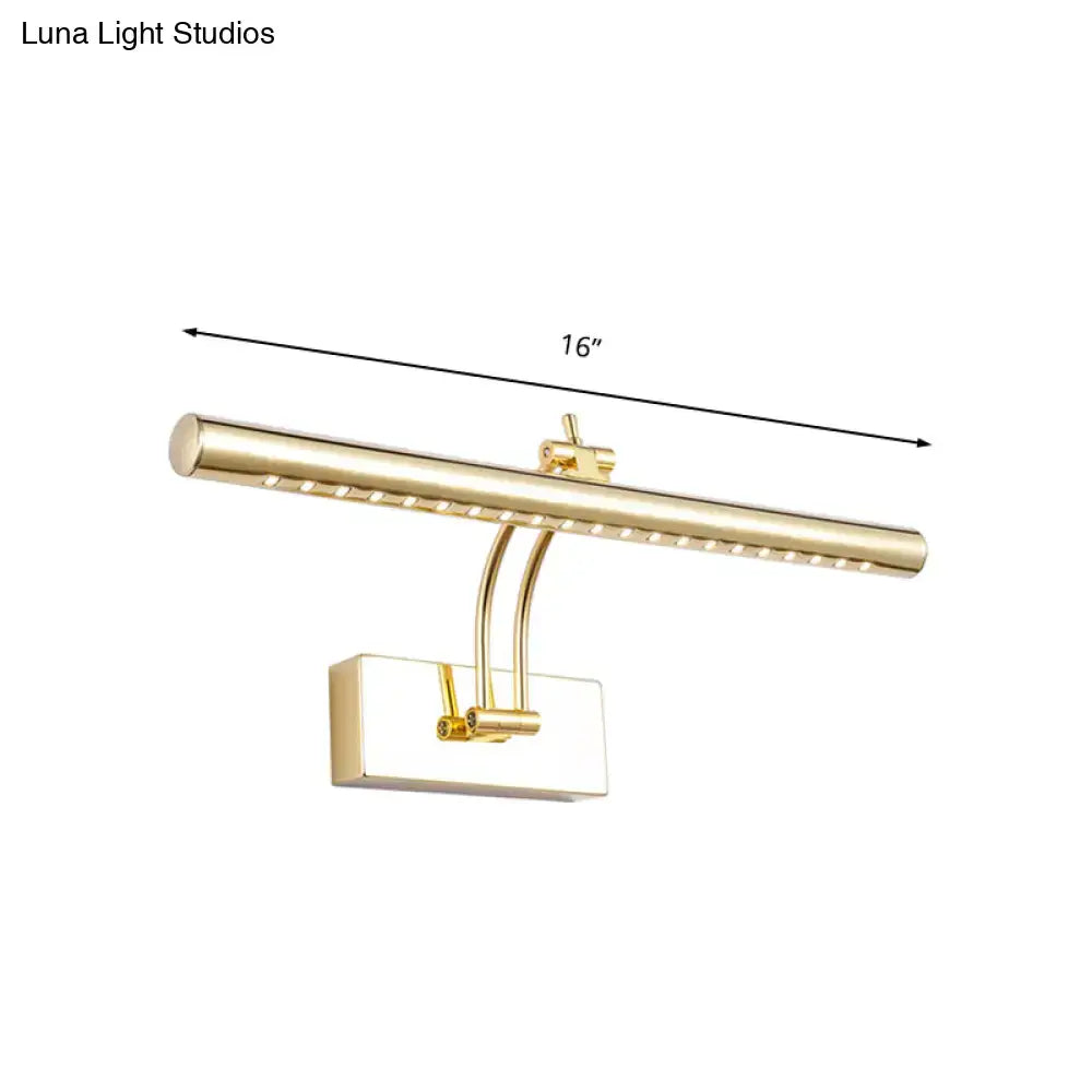 Modern chrome & gold led bathroom wall lamp with tubular metal shade