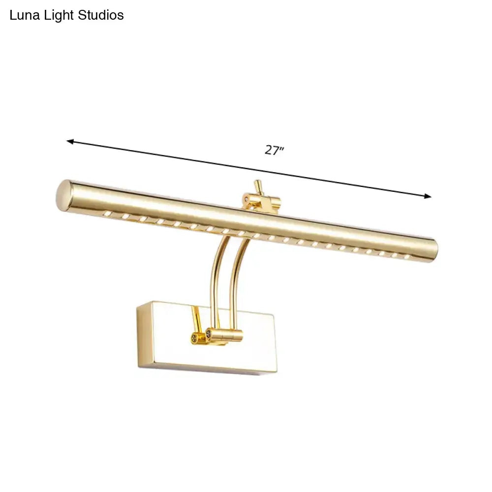 Modern chrome & gold led bathroom wall lamp with tubular metal shade